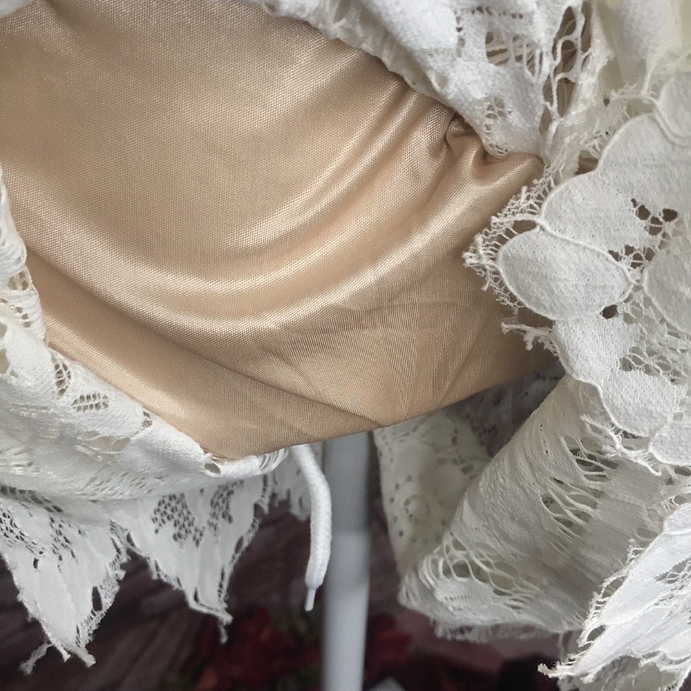 White Lace Overlay Sundress with Built in Bodysuit - Picture 12 of 13
